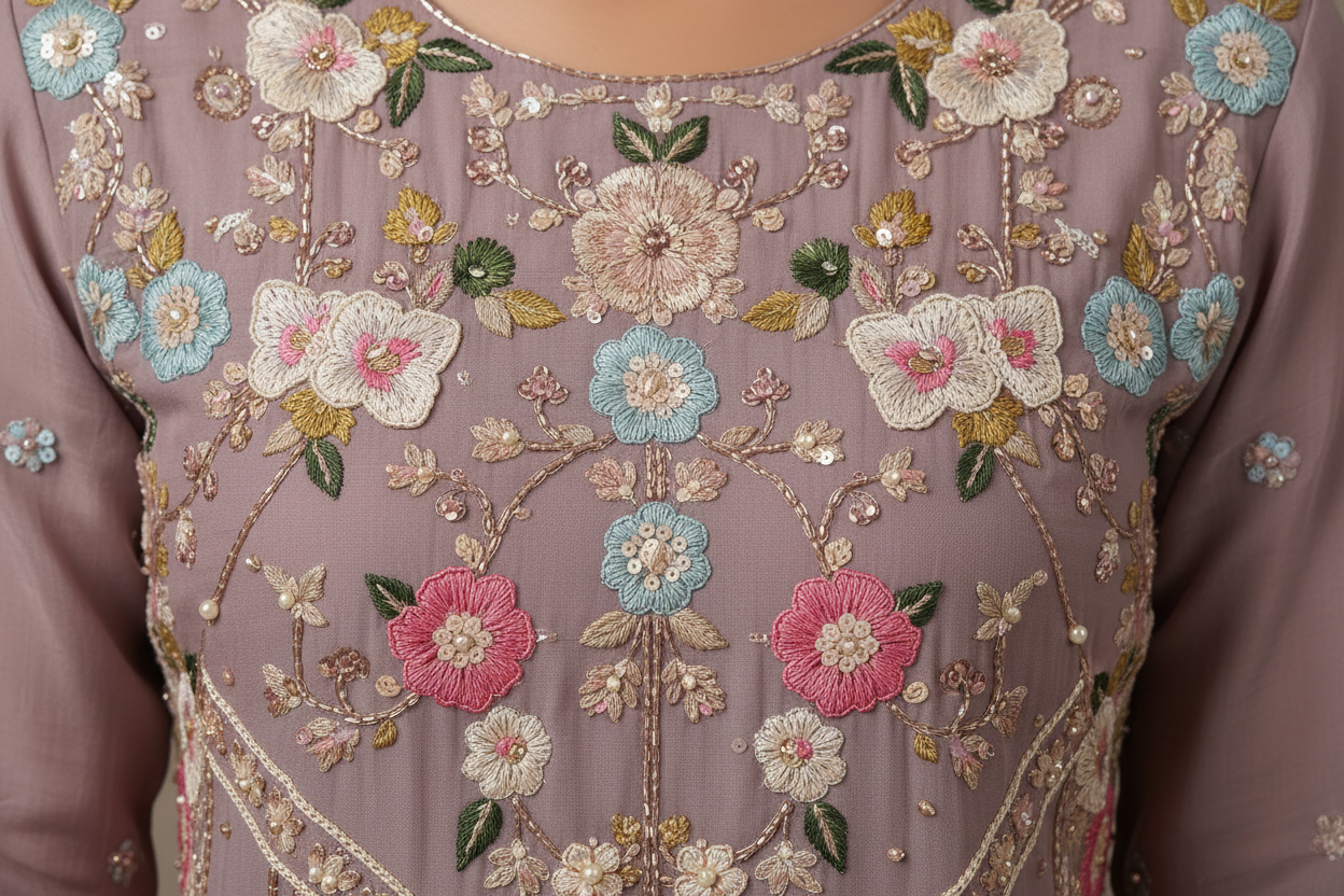 Lavender Meadows Embroidered Sharara Set Secondary image