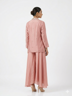 Buy Pink Three-Piece Co-ord Set with Embroidered Jacket & Palazzos Online