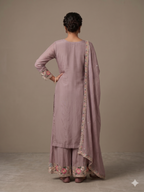 Lavender Meadows Embroidered Sharara Set