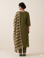 Olive Gold Silk Suit Set