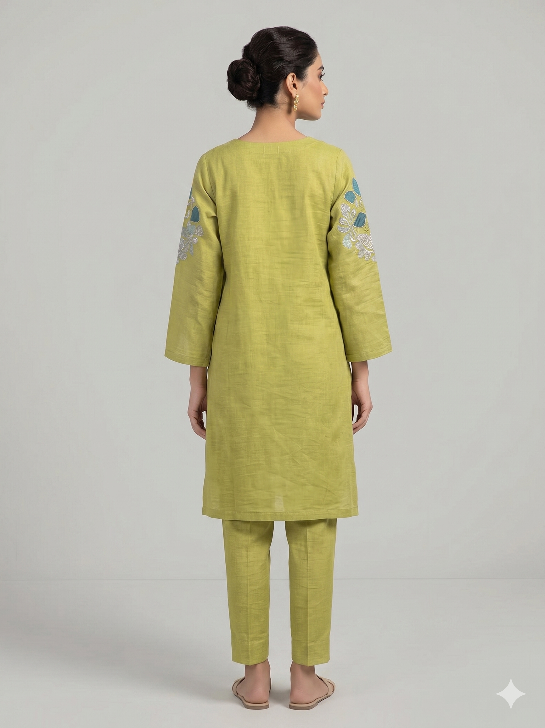 Luxe Olive Green Silk Tunic Set