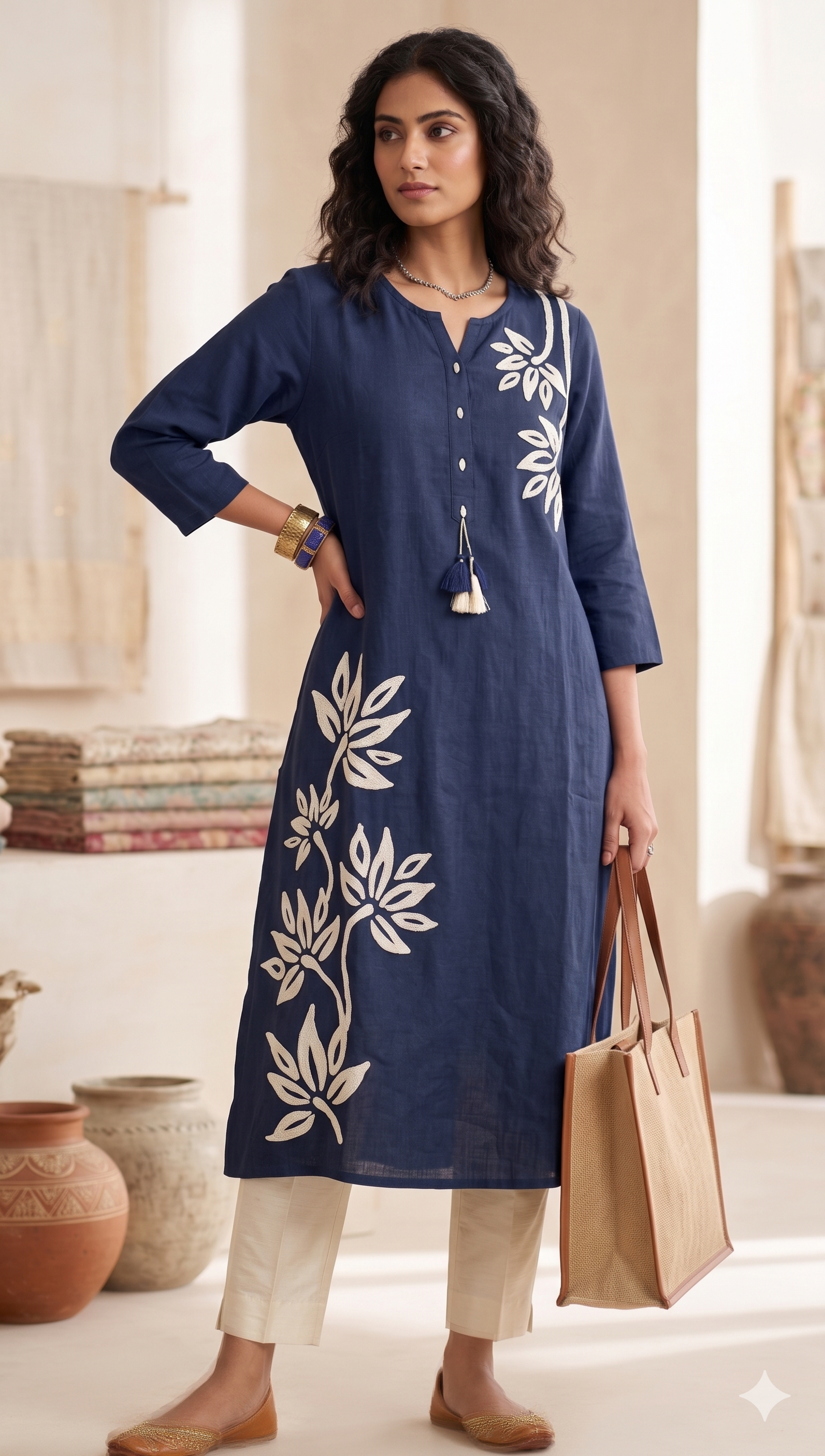 Indigo Ikat Bloom Longline Co-ord Set Main image