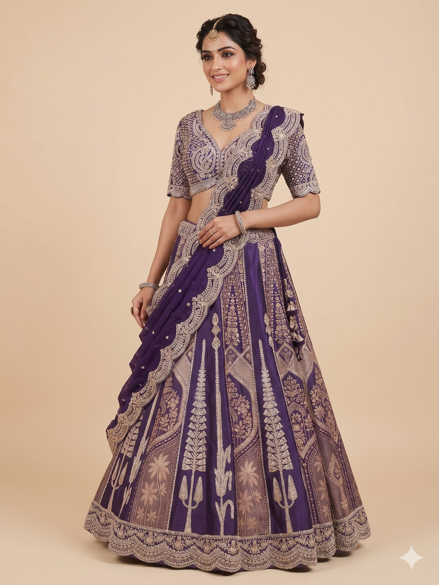 Royal Amethyst Embroidered Silk Lehenga