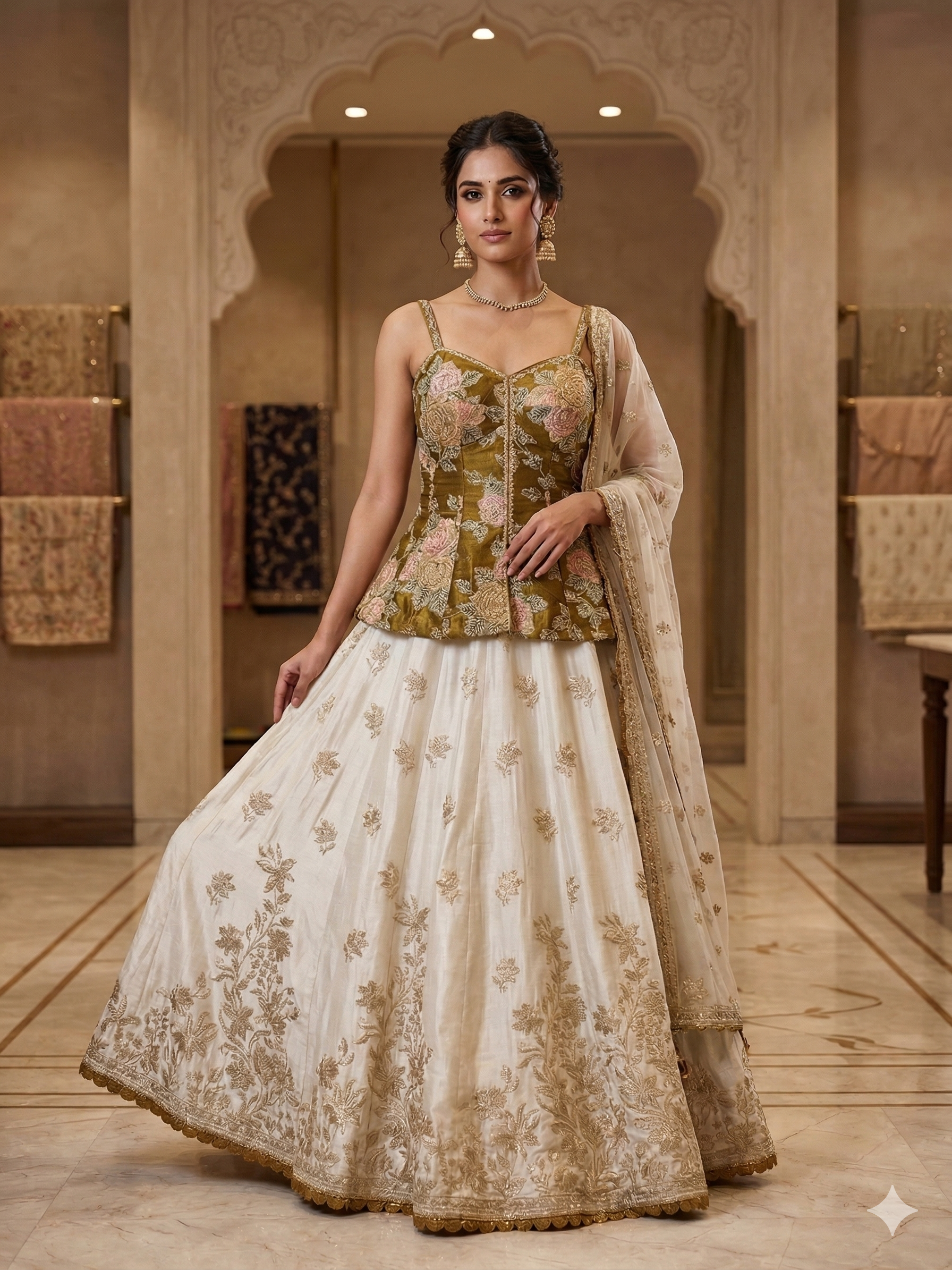 Peplum-style corset Lehenga Main image