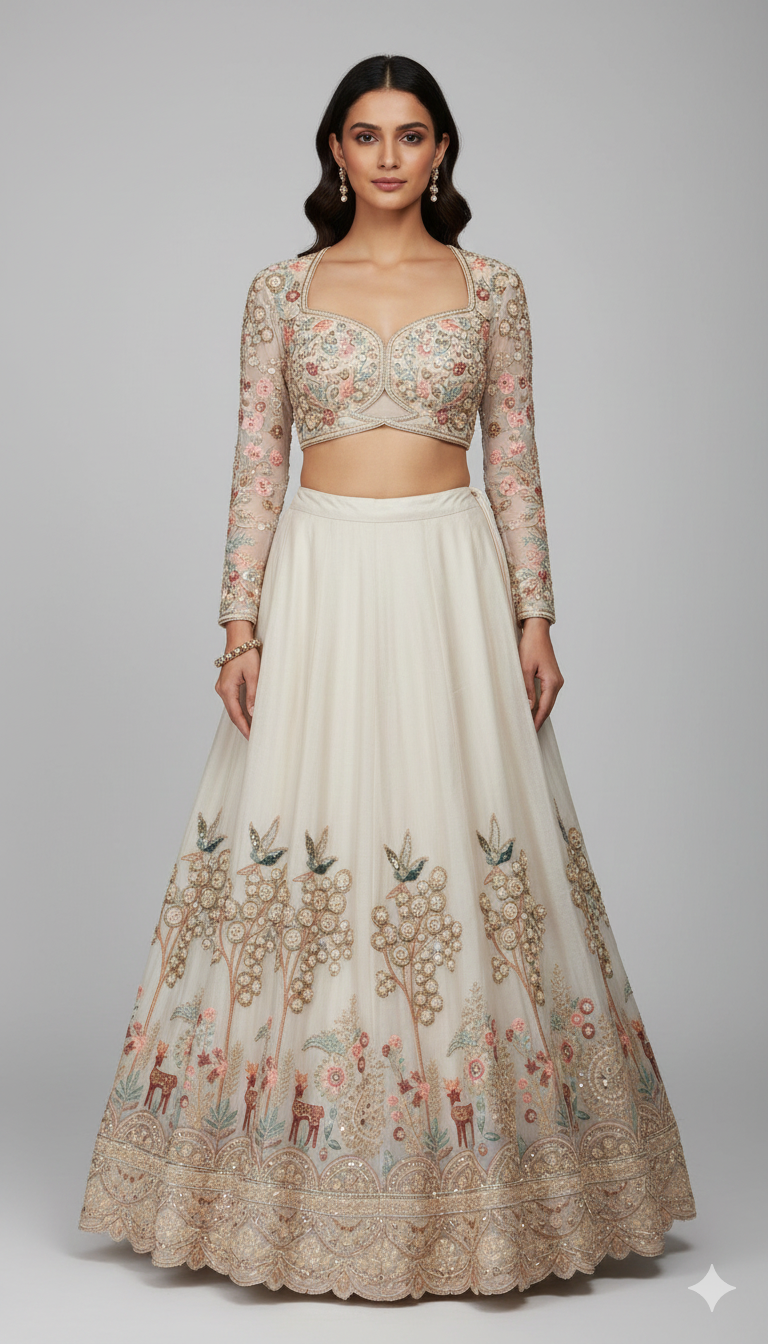 Ivory Aviary Lehenga (P-2206 M-107)