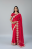 Radiant Crimson Red Organza Saree