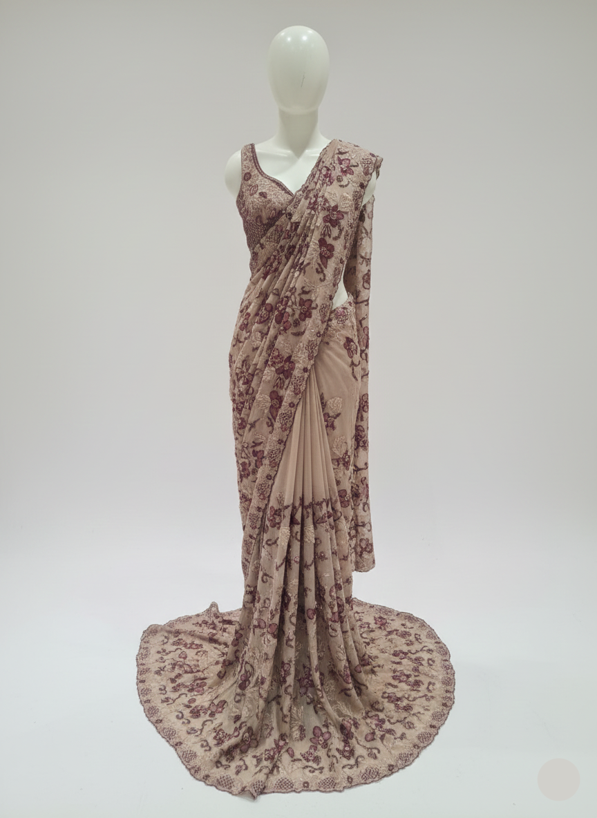 Blush Garden Trail Saree (3D FLOWER M-15) Main image