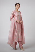 Pink Silk Chanderi Suit Set