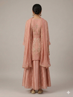 Buy Blush Rose Asymmetric Kurta & Sharara Set Online for women