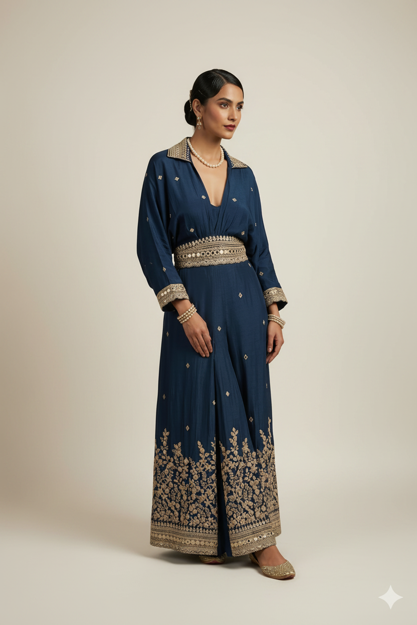 Mirror Work Silk Fusion Jumpsuit Main image