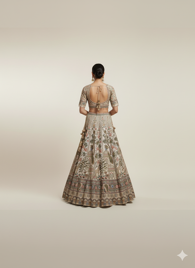 Exquisite Cream Chinnon Lehenga (LH-3131 D-19)
