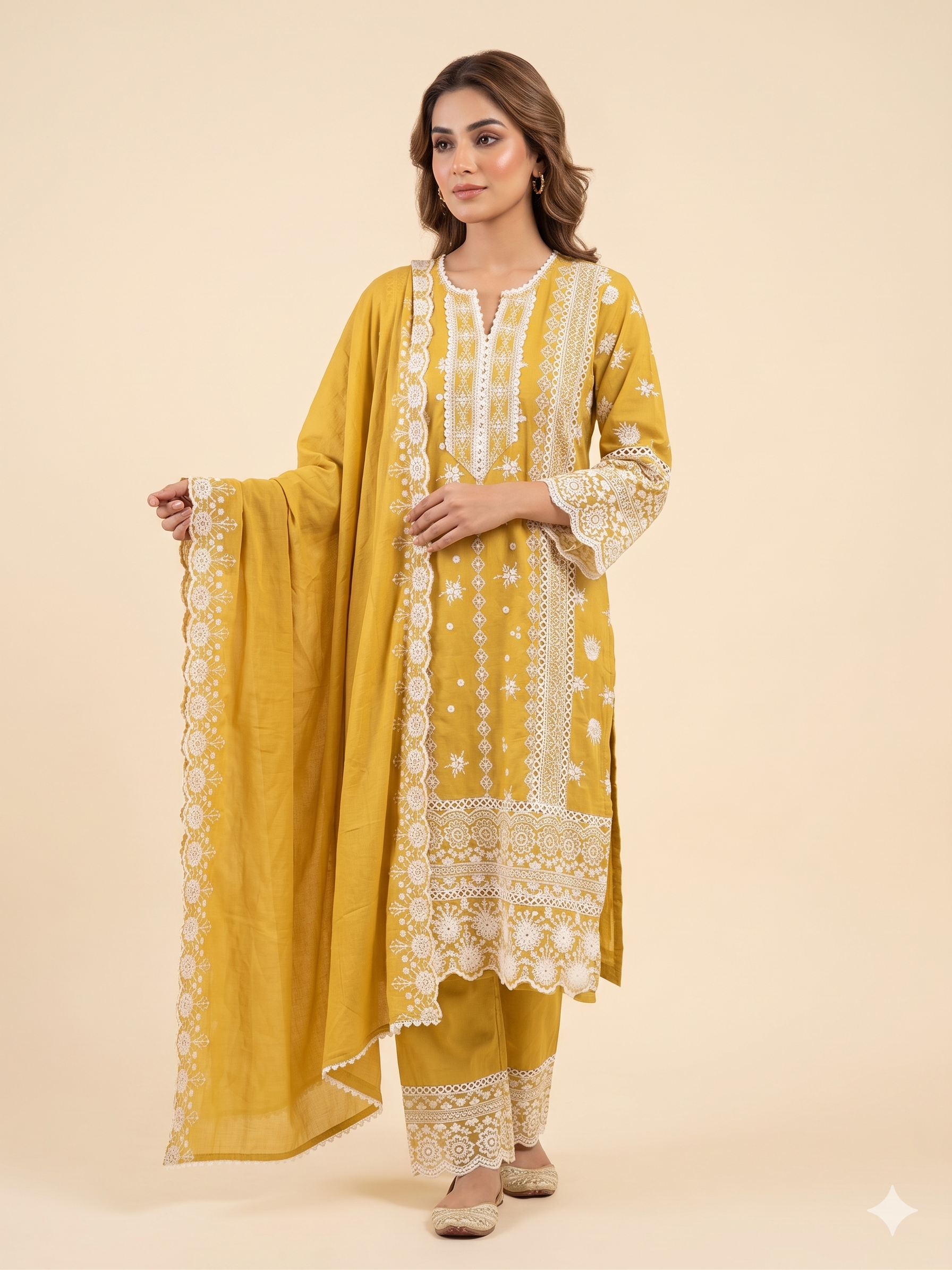 Gilded Marigold Lace Kurta Set Main image