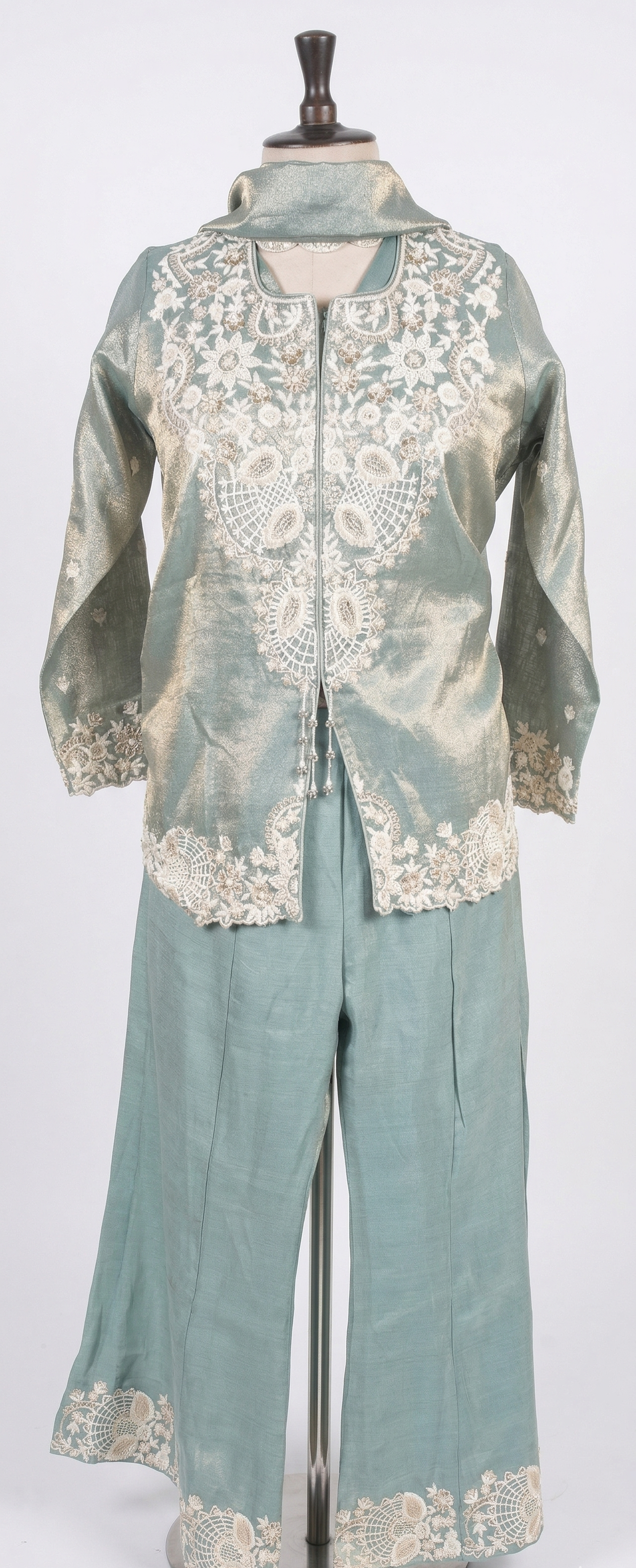 Ethereal Sage Silk Palazzo Set