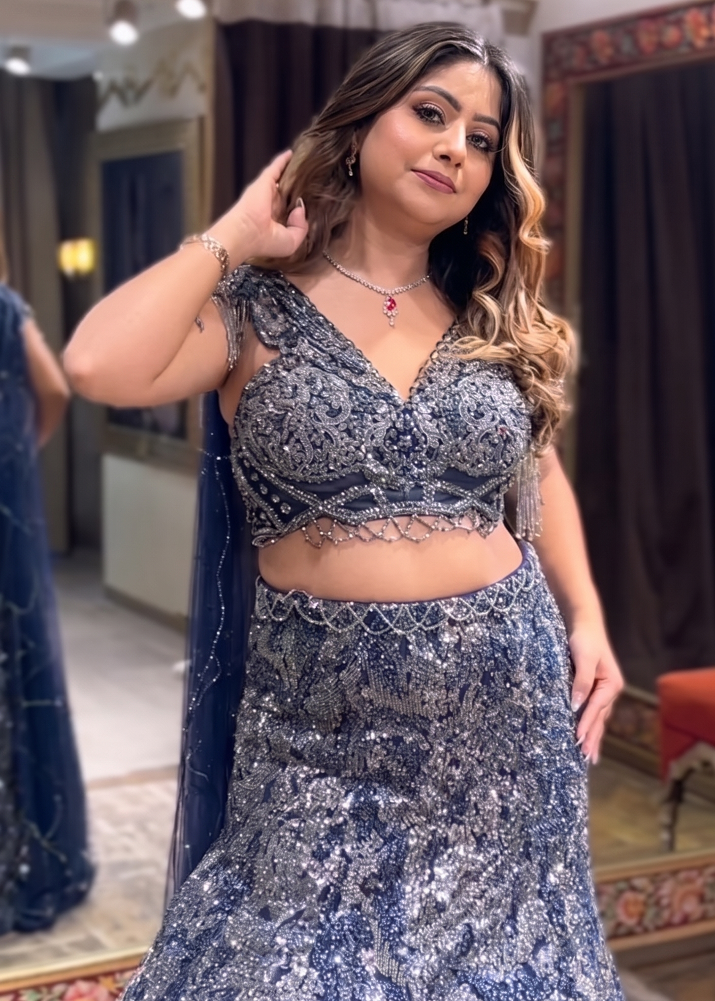 Heavily Embellished Sequin Lehenga Set