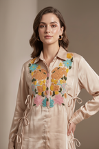 Chic Champagne Satin Shirt Co-ord Set