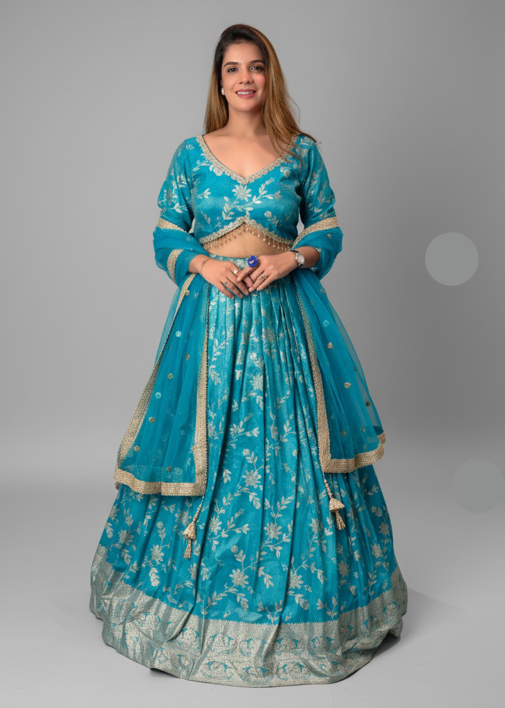 Banarasi Jacquard Brocade Lehenga Set Main image