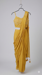 Yellow Pre-Stitched Drape Saree