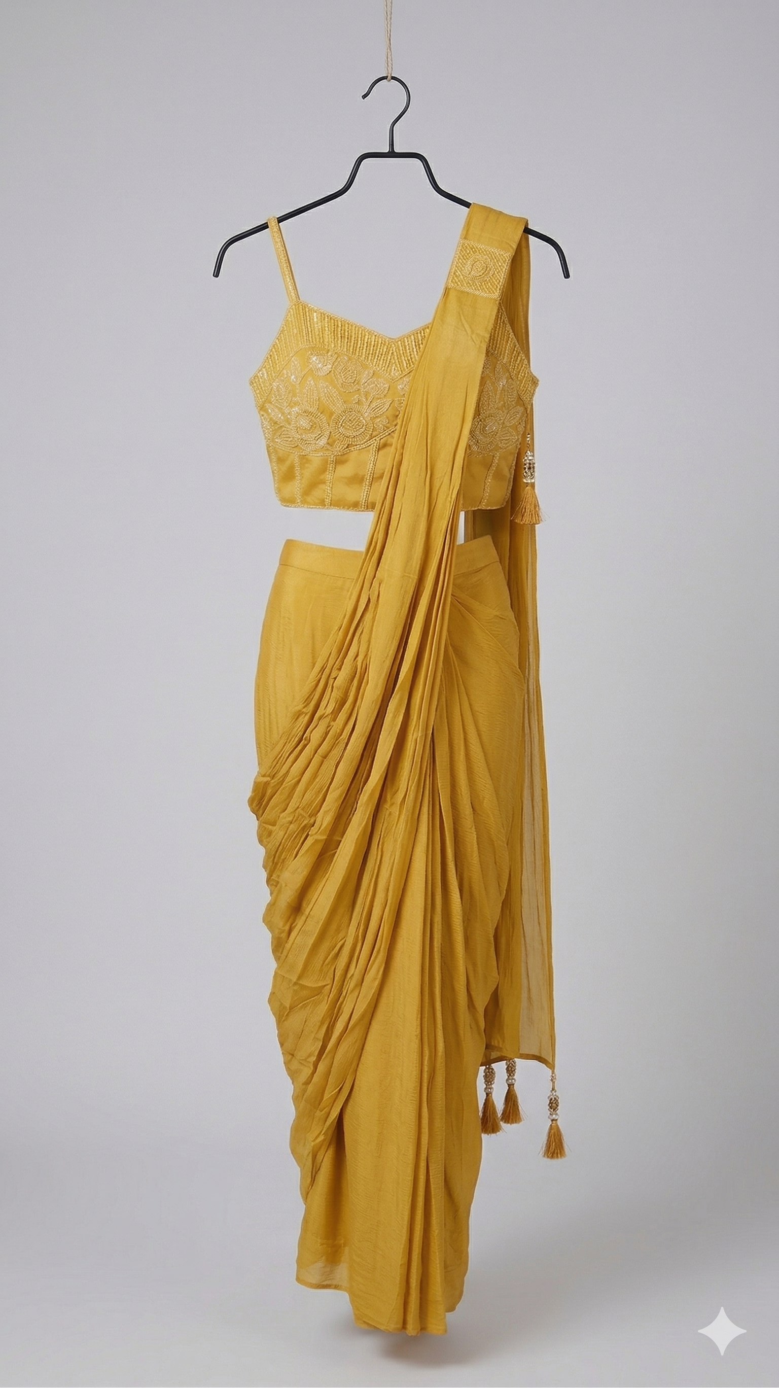 Yellow Pre-Stitched Drape Saree