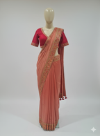 Coral Bloom Tissue silk saree (VL-11034 GS-115)