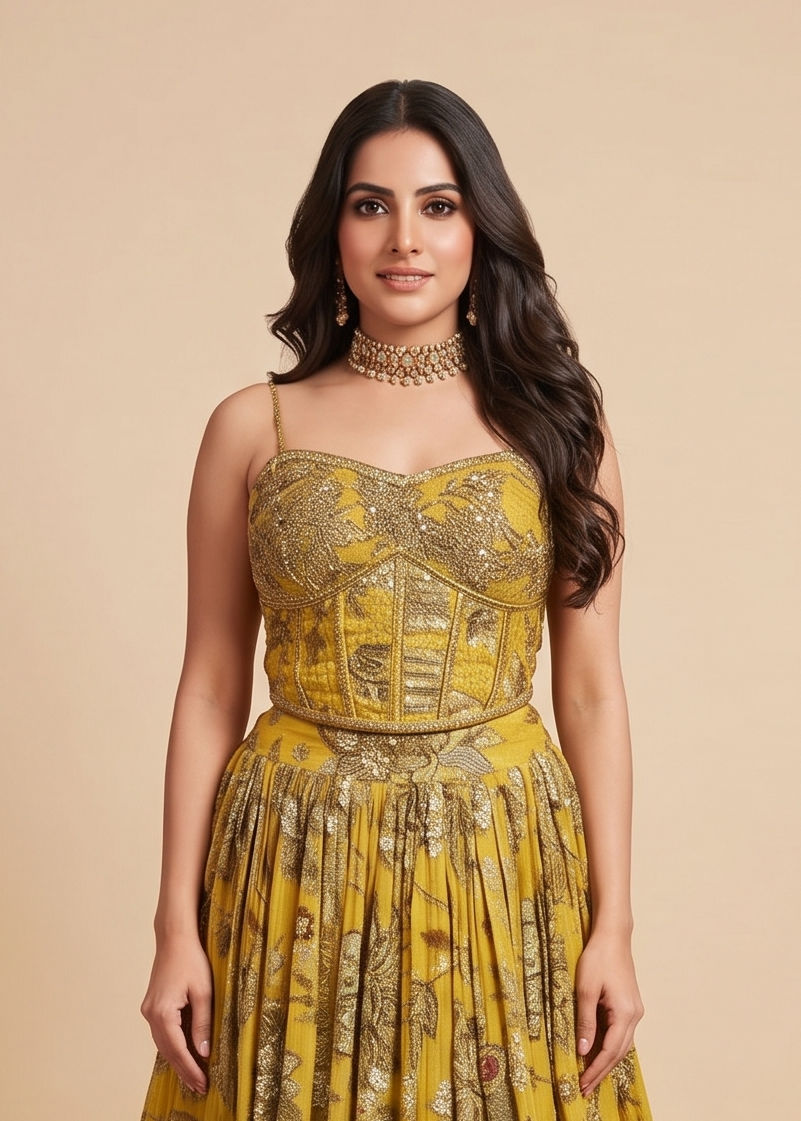 Corset Style Blouse Printed Lehenga Set Secondary image