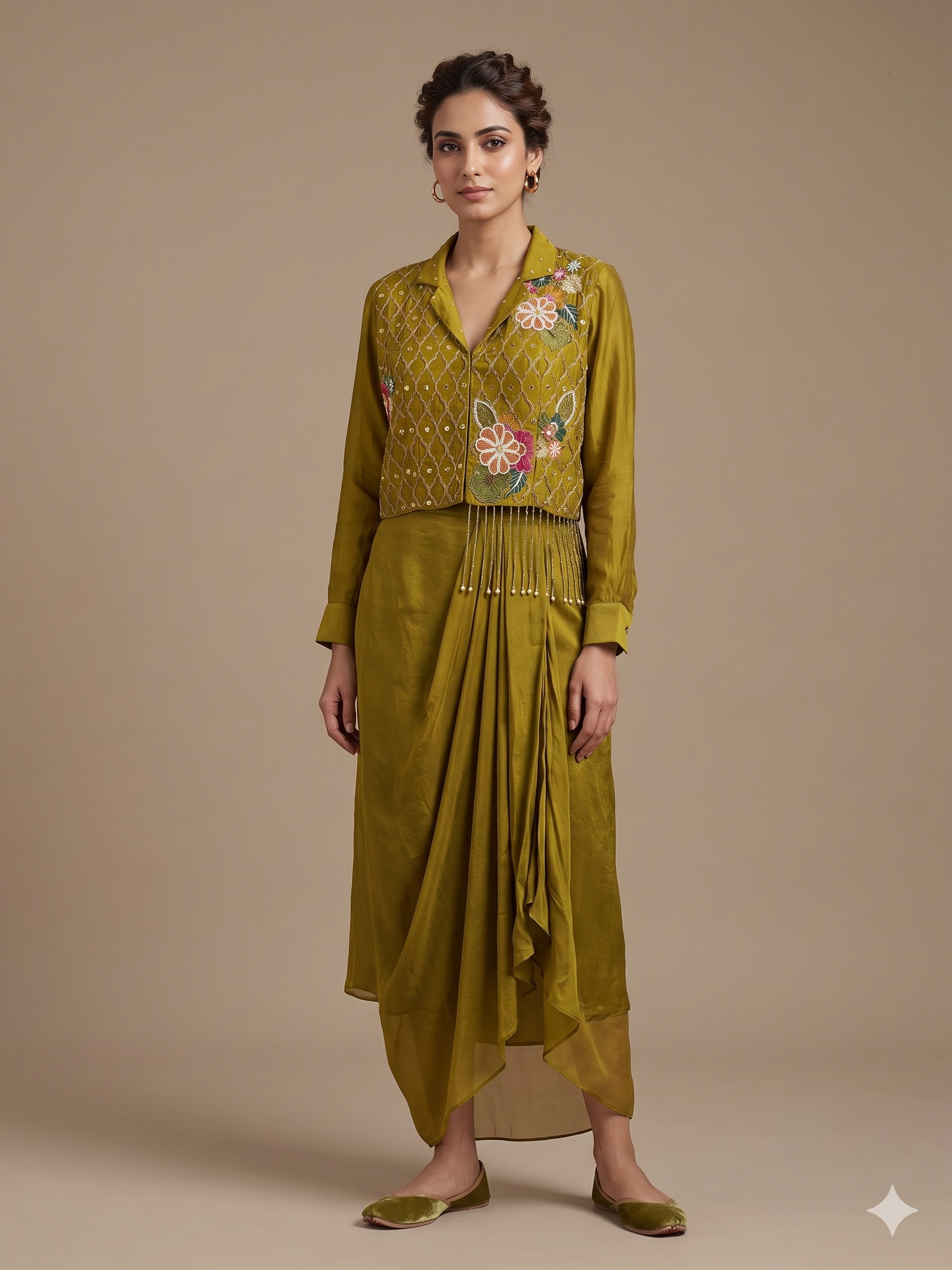 Fusion Flair Draped Skirt & Jacket Main image