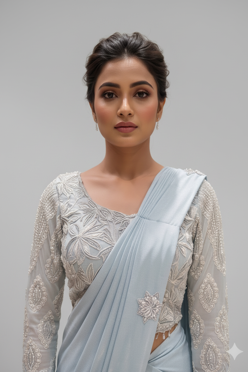 Heavily Embellished Pre-Stitched Saree Secondary image