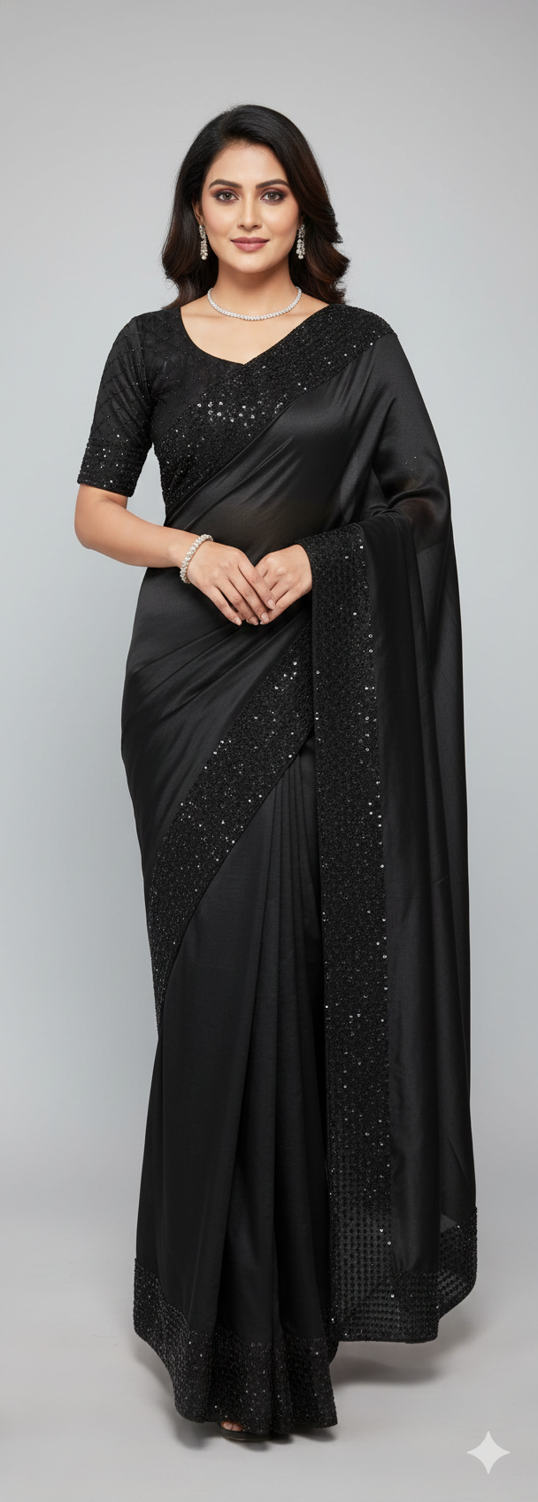 Midnight Sequin Noir Saree (547 GS-11) Main image