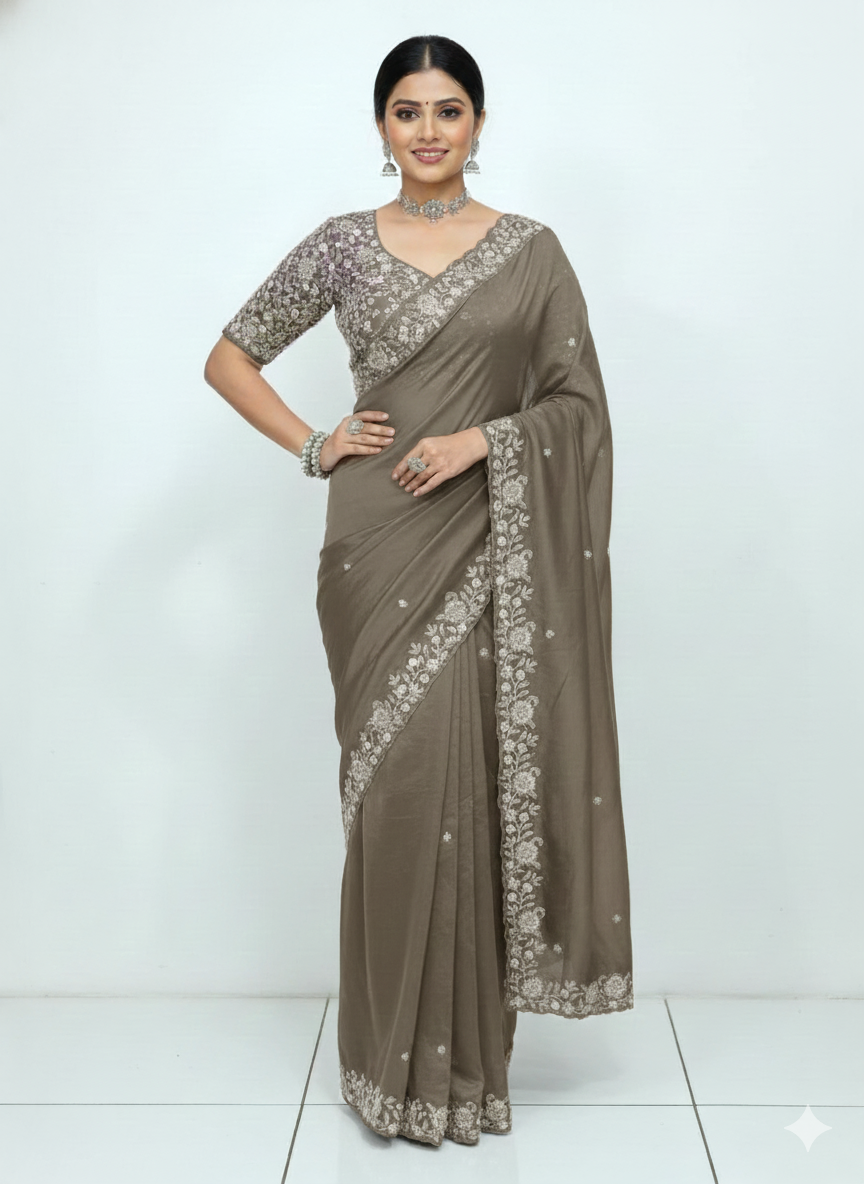 Regal Bloom Silk Saree with stitched blouse (5681 GS-11)