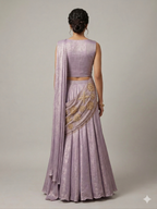 Ethereal Lavender Pre-Draped Lehenga Fusion