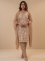 Beige Floral Embroidered Kurta Set