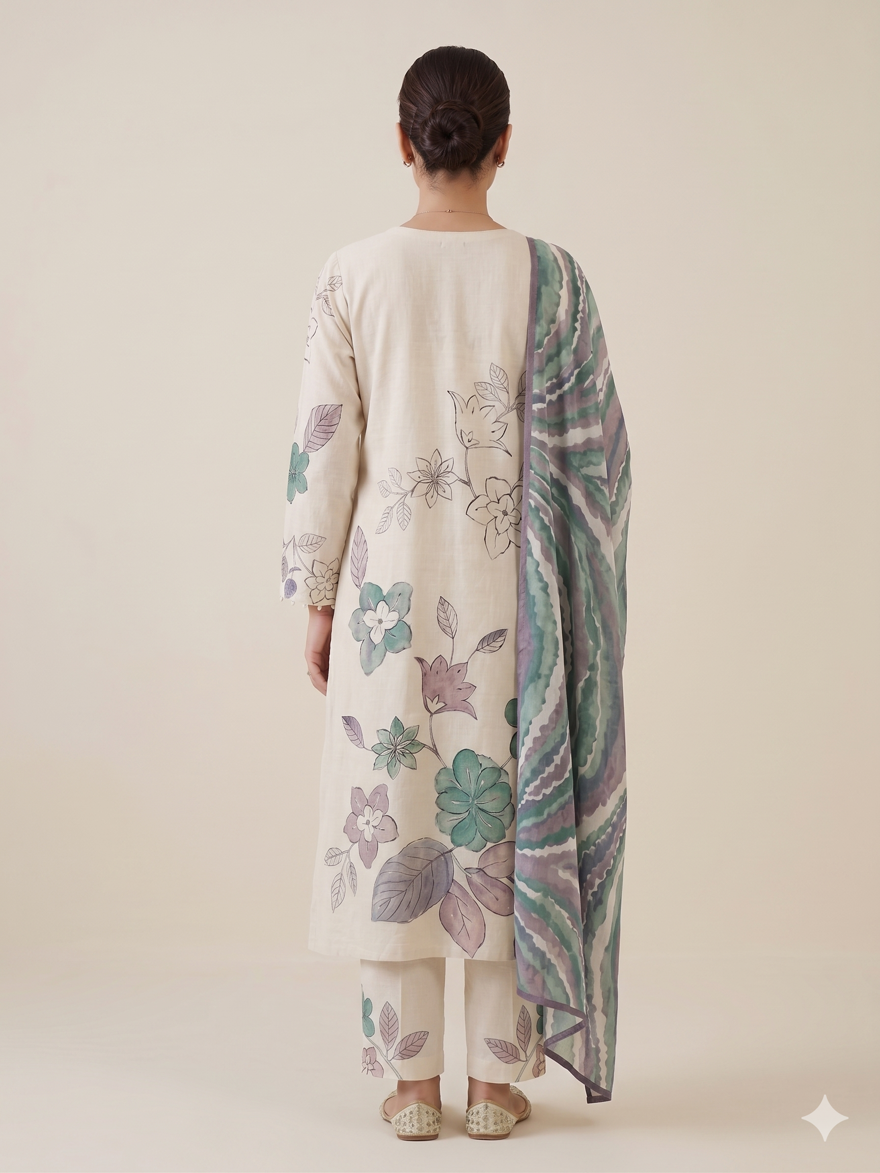 Floral Hand-Painted Kurta Set Secondary image