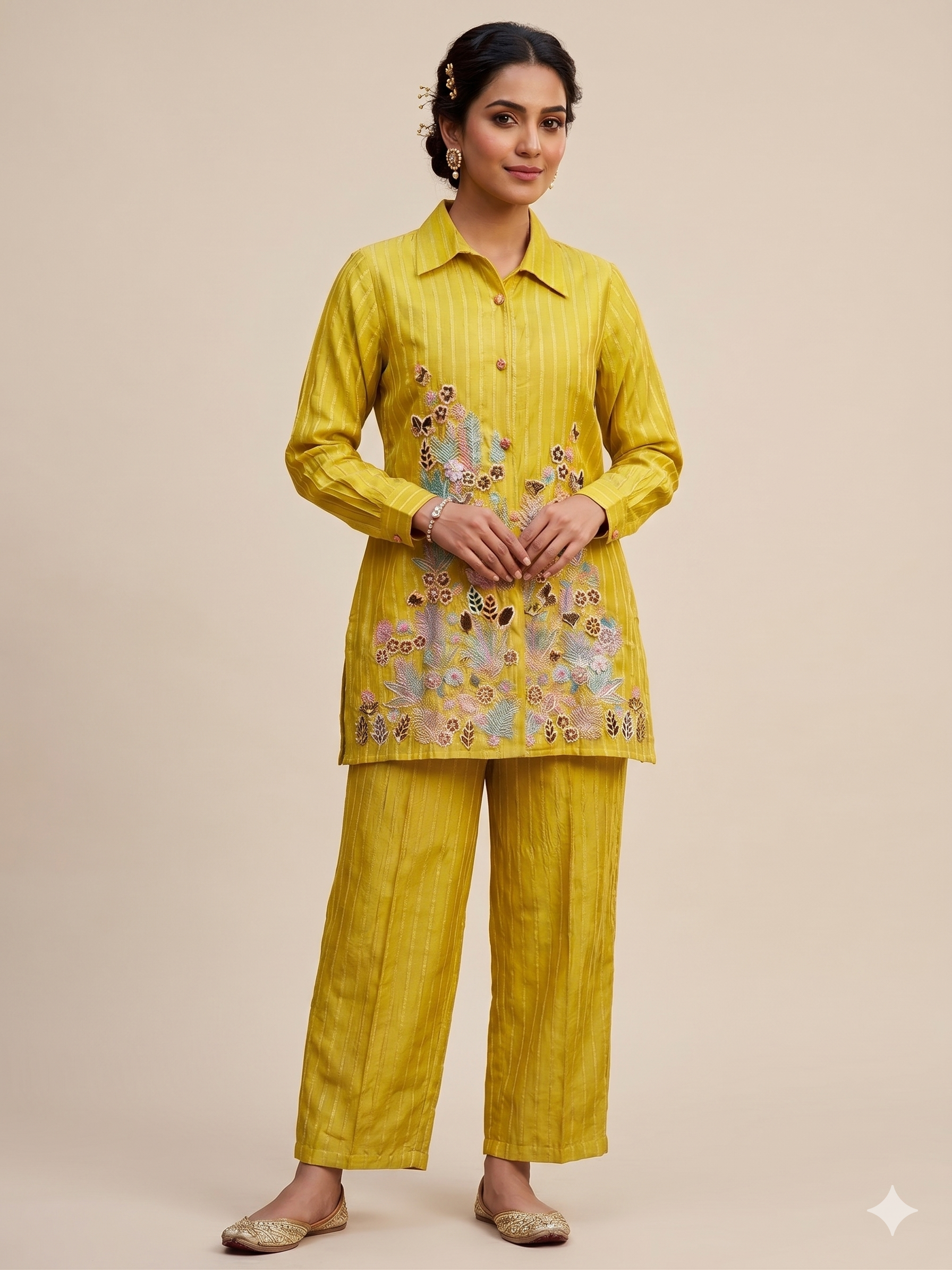 Stripe-Textured Meadow Fusion Co-ord Set Main image