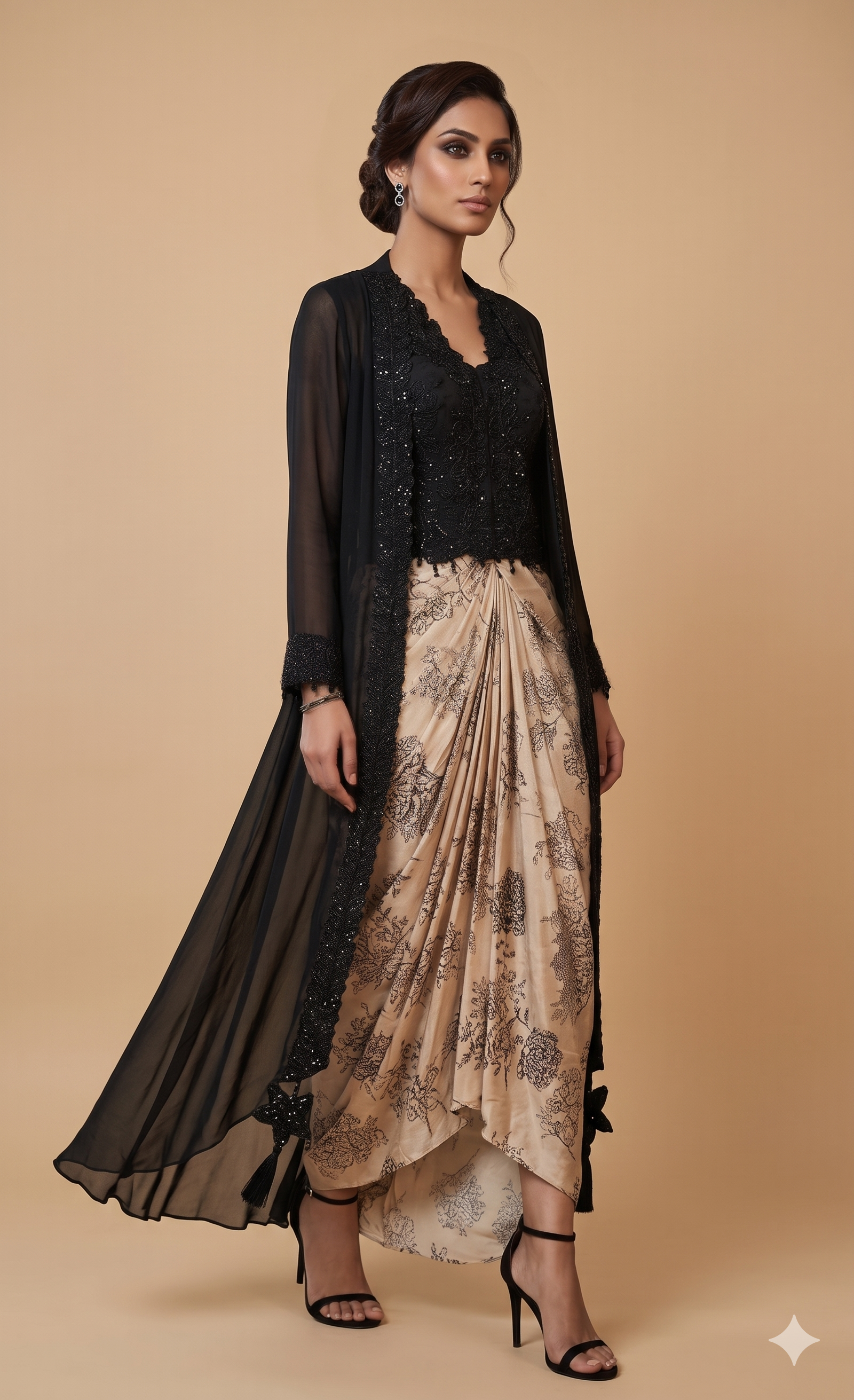 Embroidered Shrug & Bustier with Dhoti Skirt Main image