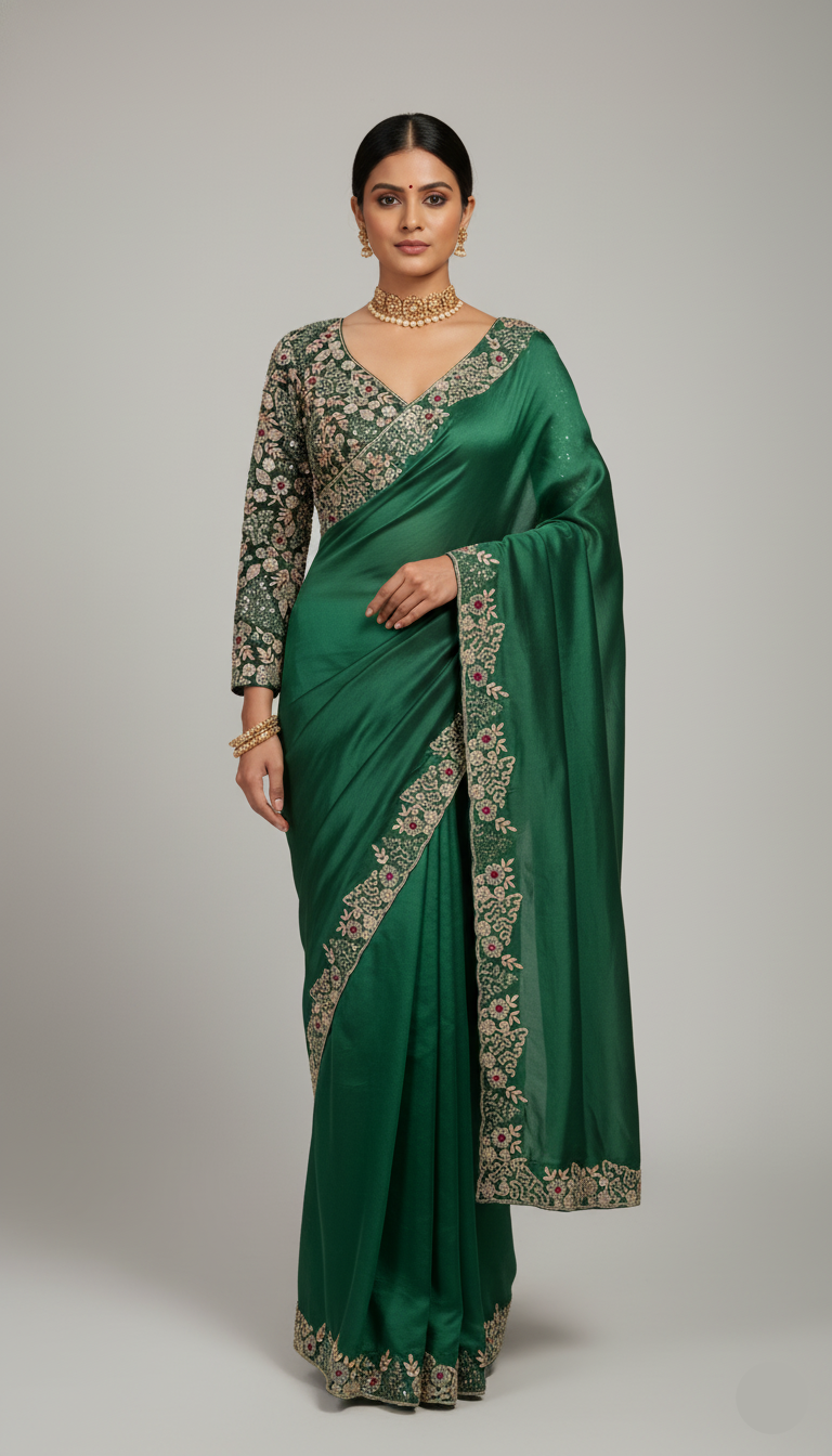 Emerald Blossom Saree (IF-3010  B-67)
