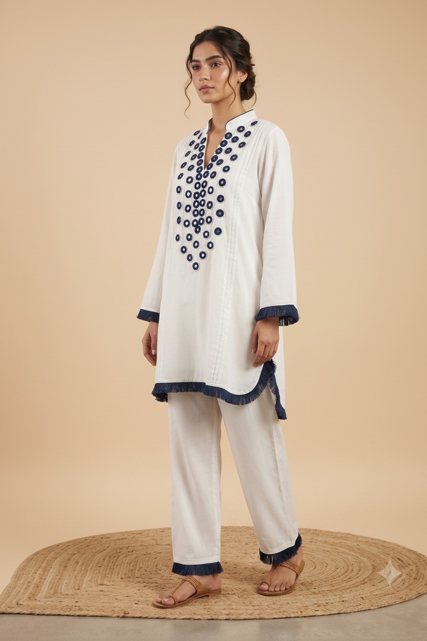 Chic Off-White Cotton Co-ord Set