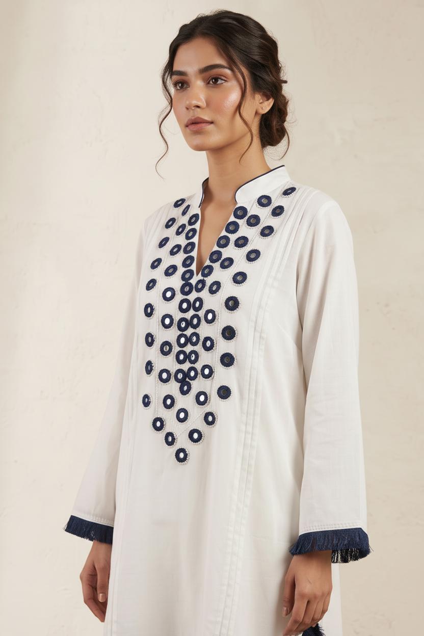 Chic Off-White Cotton Co-ord Set