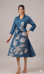 Indigo Flora Fit-and-Flare dress
