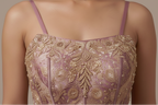 Mauve Embellished Corset-Style Lehenga Set