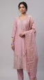 Chanderi Silk Hand-Embroidered Suit Set