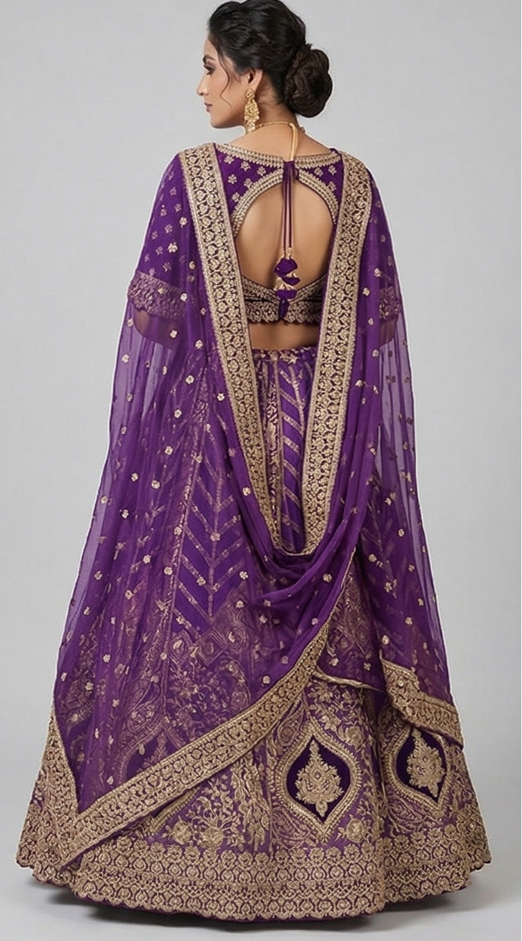 Baingani Begum Velvet Lehenga