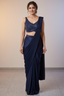 Midnight Navy Blue Pre-Stitched Saree
