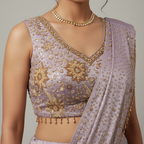 Ethereal Lavender Pre-Draped Lehenga Fusion