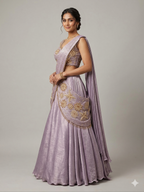 Ethereal Lavender Pre-Draped Lehenga Fusion