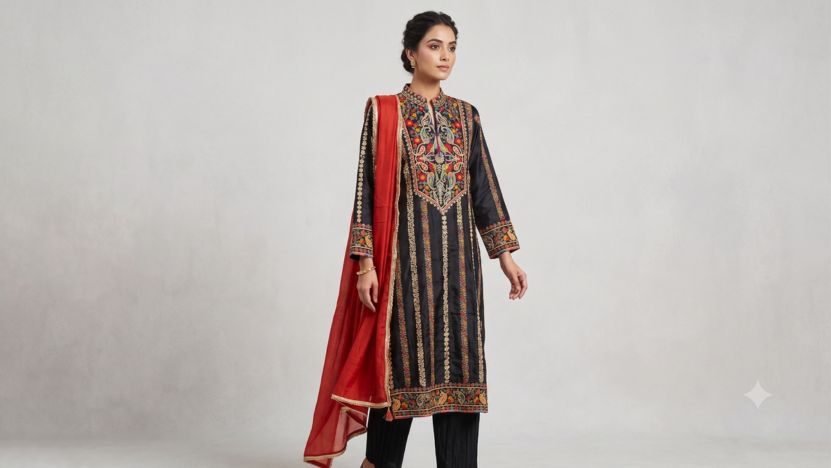 Purple Embroidered Kurta Pant Set with Designer Dupatta