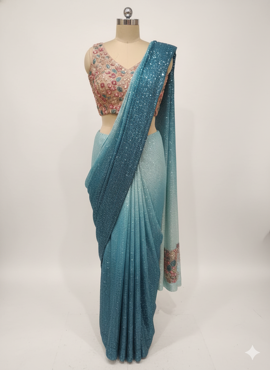 Aqua Fade Twilight Saree (813-A D-1) Main image