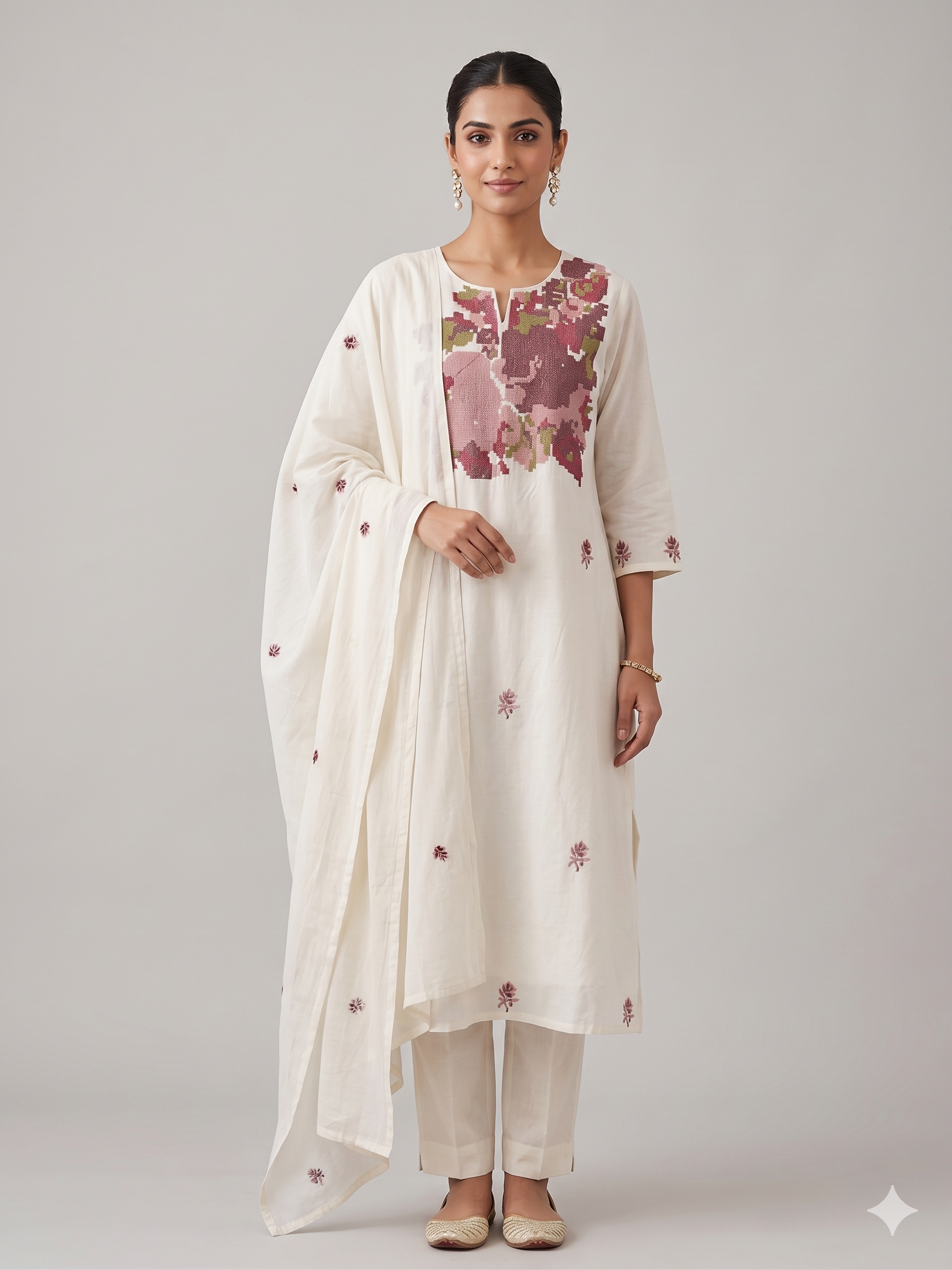 Floral Patchwork Kurta Set