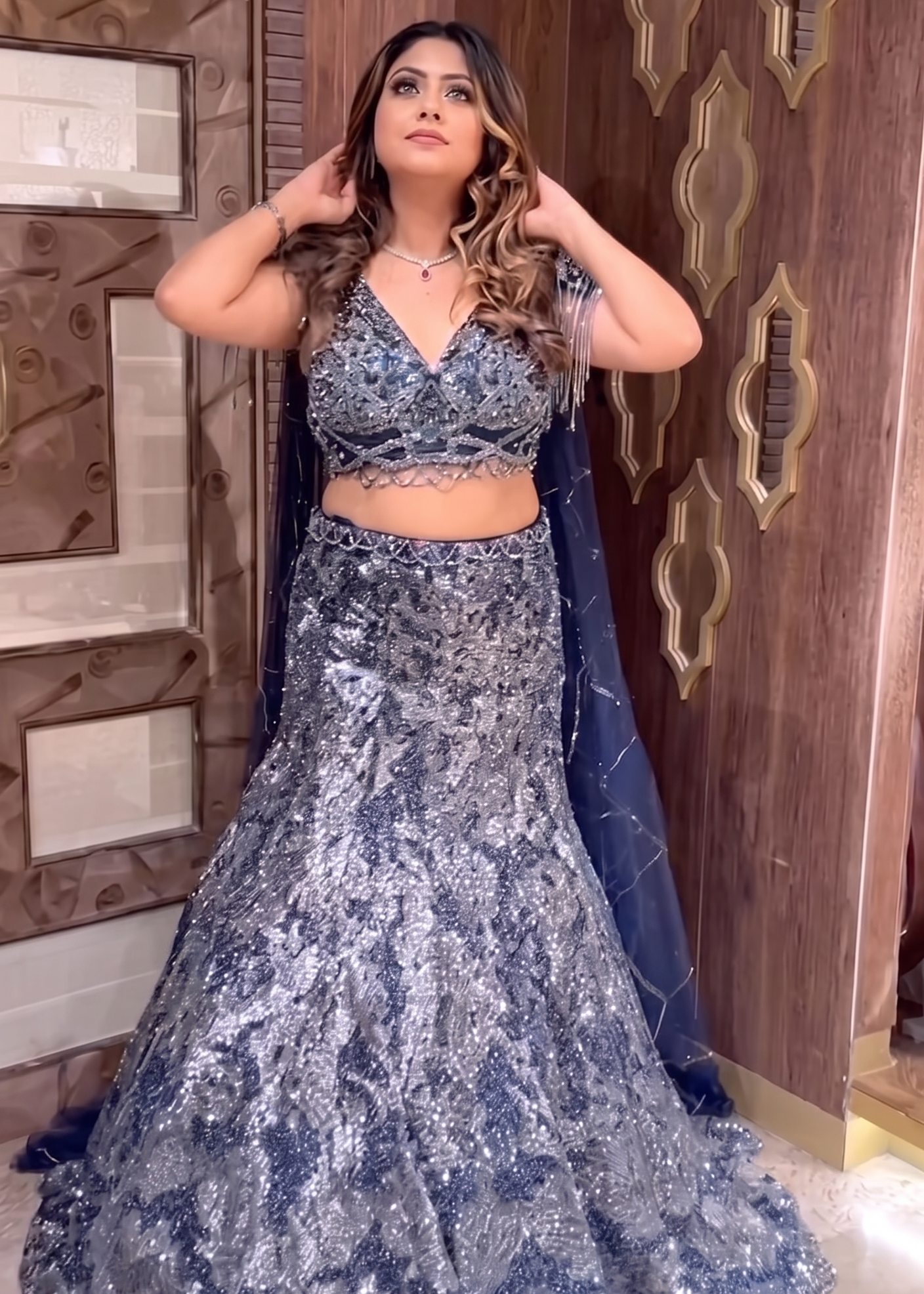 Heavily Embellished Sequin Lehenga Set Main image