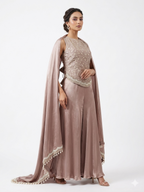 Buy Rose-Gold Radiance Indo-Western Set with Pearl Detail Dress