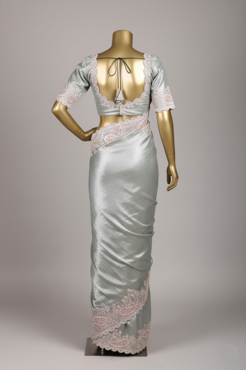 The Shimmering Sterling Saree ( SH-7979 GS-180)