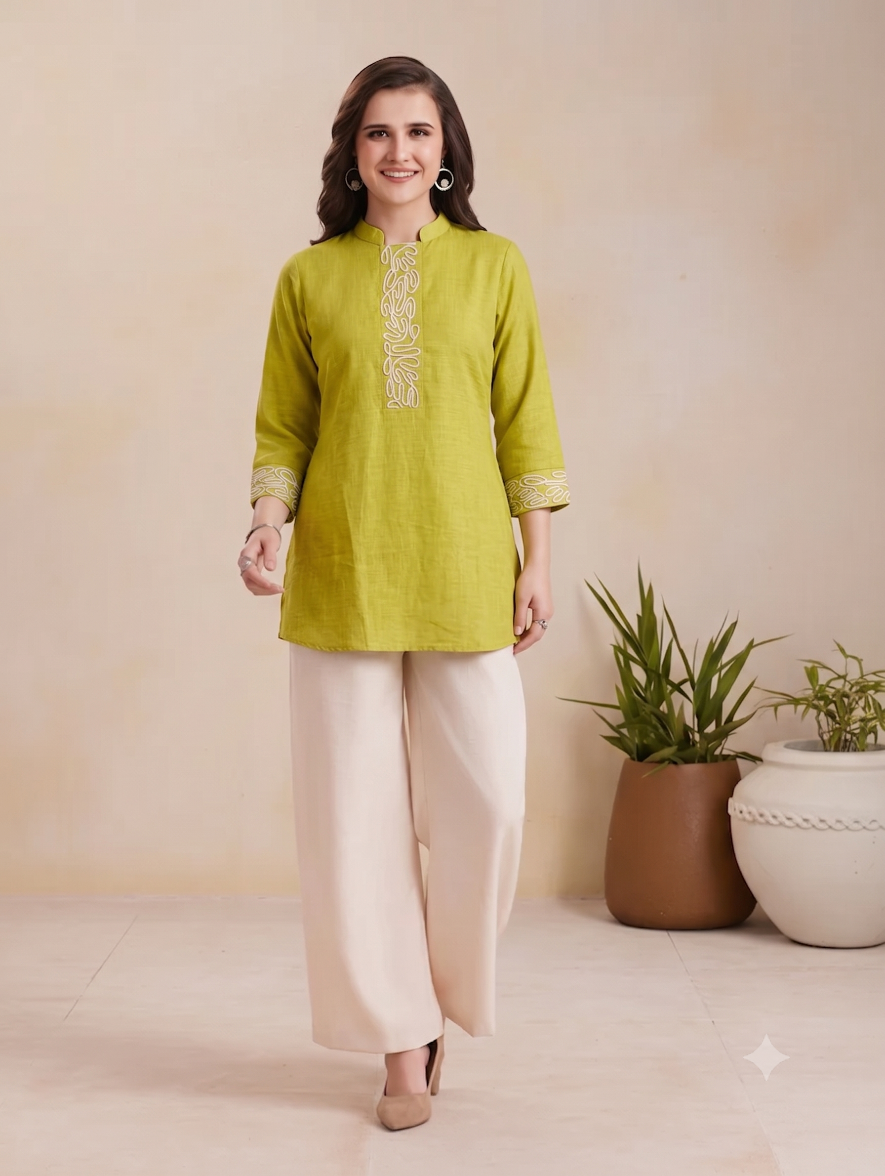Modern Chartreuse Tunic Co-ord Set Main image